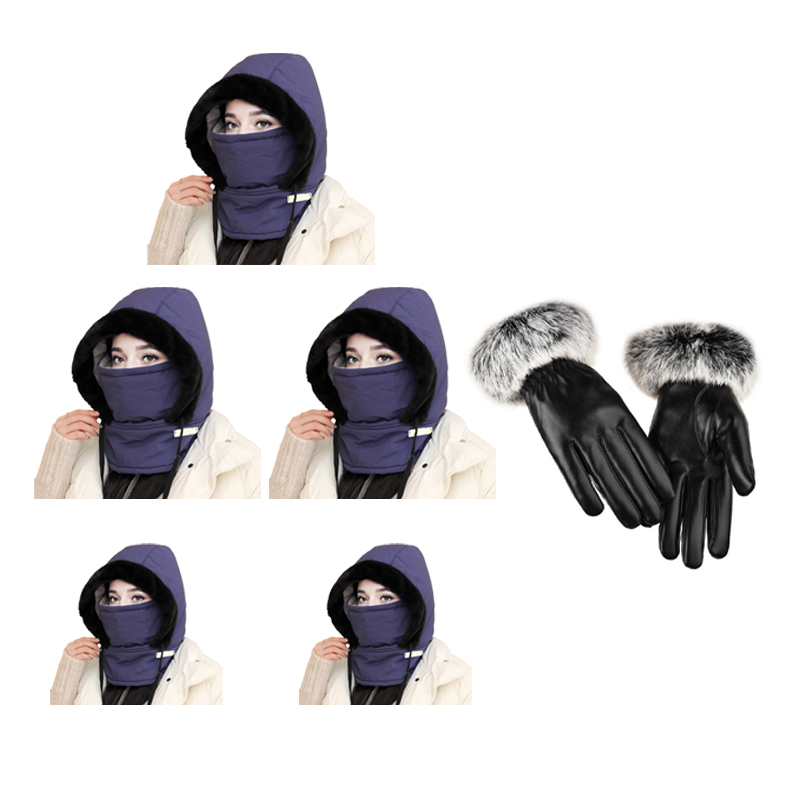 Pluche-voering Verdikte Thermische Muts met Gezichtsmasker voor Mannen en Vrouwen