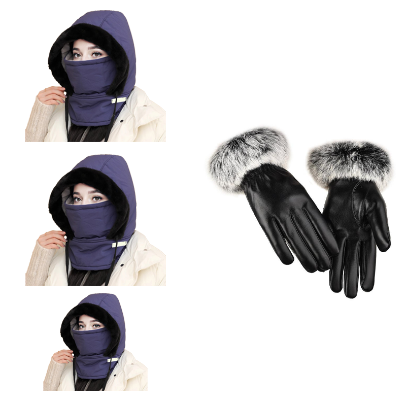 Pluche-voering Verdikte Thermische Muts met Gezichtsmasker voor Mannen en Vrouwen