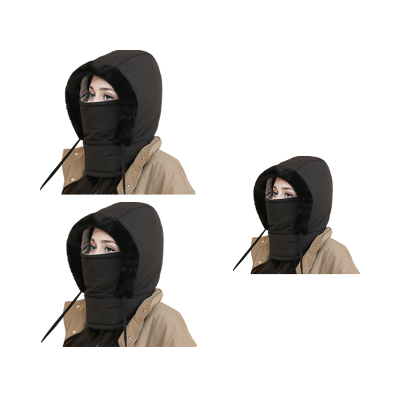 Pluche-voering Verdikte Thermische Muts met Gezichtsmasker voor Mannen en Vrouwen