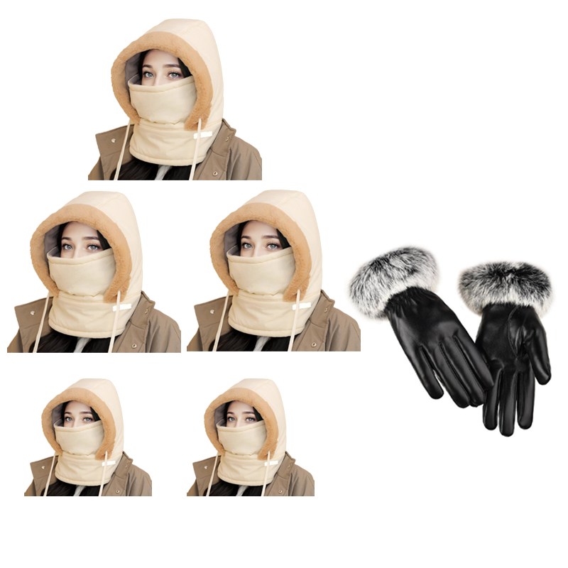 Pluche-voering Verdikte Thermische Muts met Gezichtsmasker voor Mannen en Vrouwen