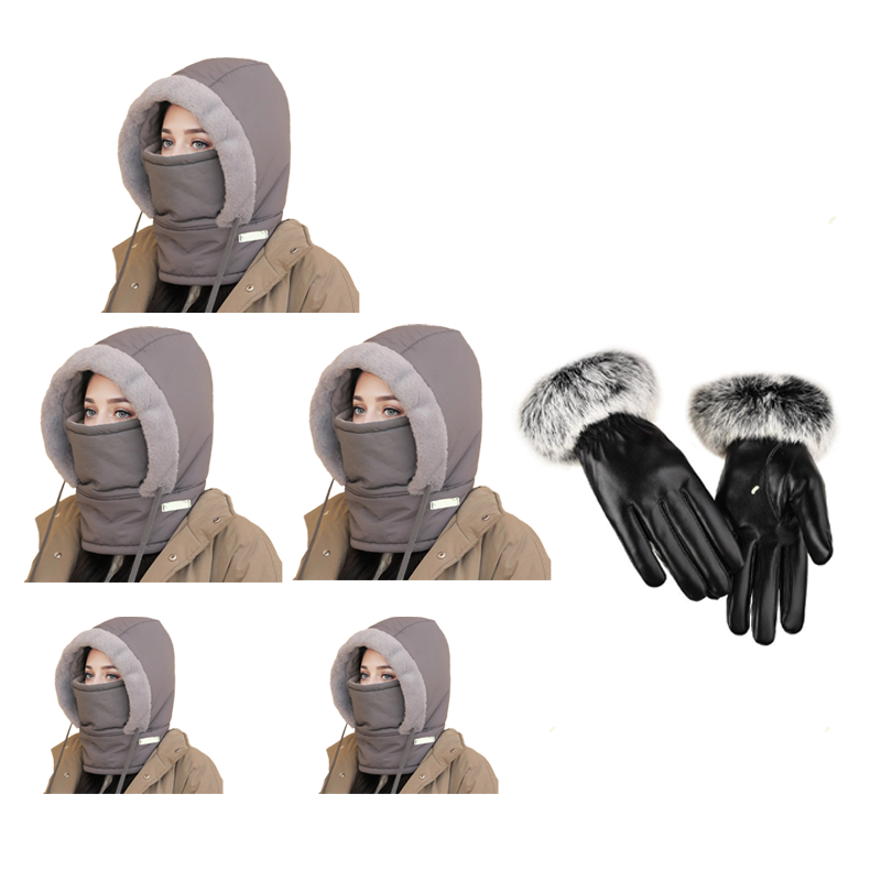 Pluche-voering Verdikte Thermische Muts met Gezichtsmasker voor Mannen en Vrouwen