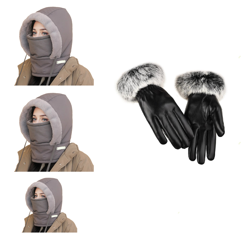 Pluche-voering Verdikte Thermische Muts met Gezichtsmasker voor Mannen en Vrouwen