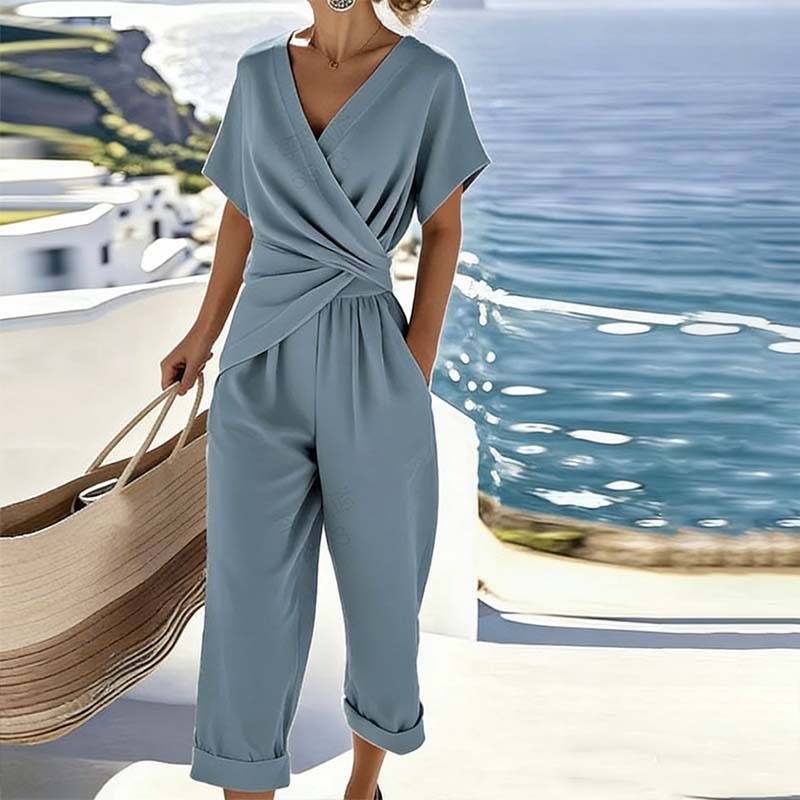 💃 Conjunto elegante de duas peças em cor sólida — cria instantaneamente uma silhueta feminina!