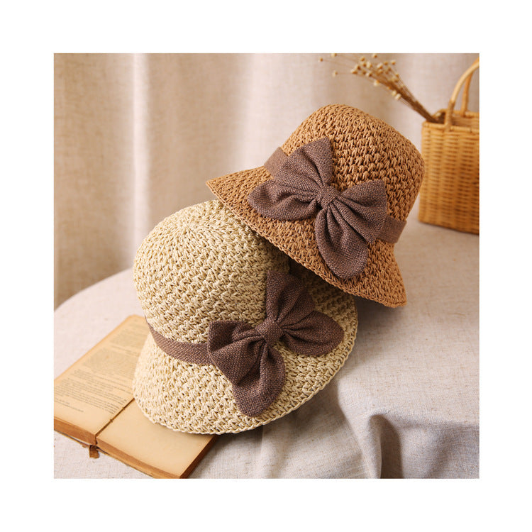 Chapéu de Palha com Laço Retro – Dobrável e Respirável para o Verão