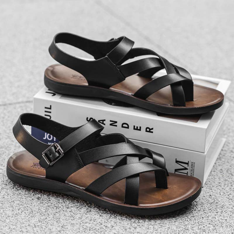 👡 50% DE DESCONTO! ☀️ Sandálias romanas para homem – Material sintético de alta qualidade – Sola flexível e tira ajustável, ideais para o verão e a praia