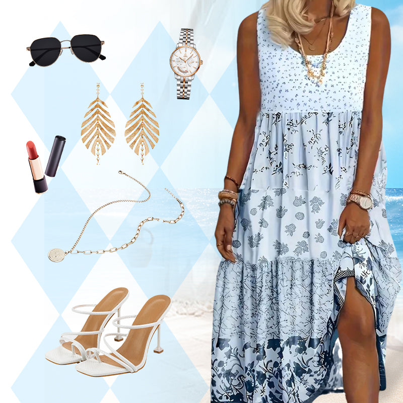 Por tempo limitado⌛👗 Vestido boho sem mangas com corte descontraído