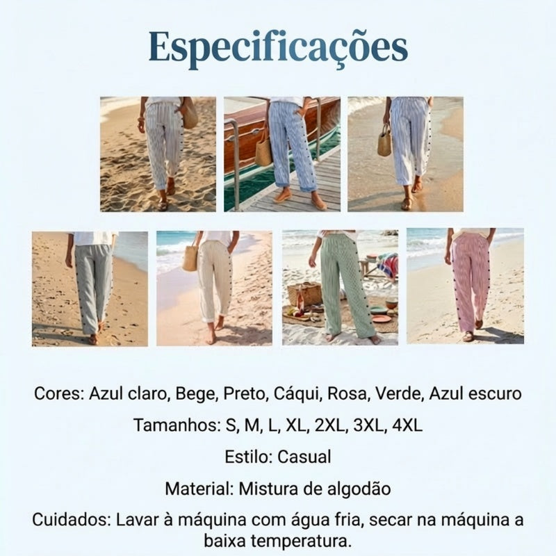 ☀️Promoção de Primavera: 50% de desconto!!🌿🌸Calças de lazer às riscas para senhora