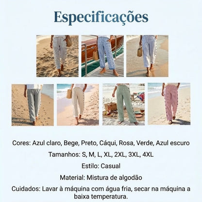 ☀️Promoção de Primavera: 50% de desconto!!🌿🌸Calças de lazer às riscas para senhora