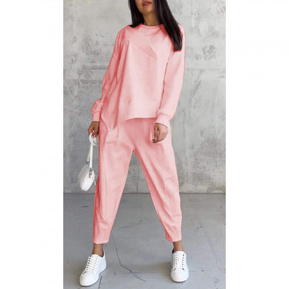 🌸✨Conjunto Feminino: Sweatshirt de Manga Longa com Barra Irregular e Calças