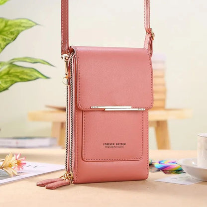 👜 📱 Carteira feminina simples e elegante com ecrã tátil e alça transversal (📦 Compre 2 e ganhe envio gratuito)
