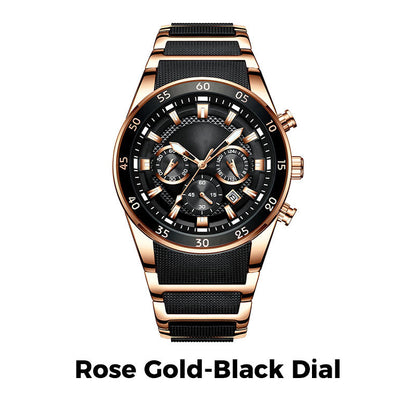 ⌚ 50% DE DESCONTO AGORA! ✨ Relógio de quartzo multifuncional à prova d'água masculino – Design cronógrafo, ponteiros luminosos e aço inoxidável 🌊