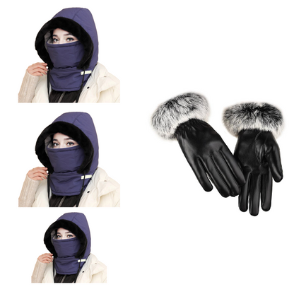 Pluche-voering Verdikte Thermische Muts met Gezichtsmasker voor Mannen en Vrouwen