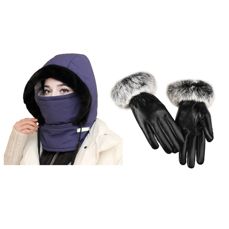 Pluche-voering Verdikte Thermische Muts met Gezichtsmasker voor Mannen en Vrouwen