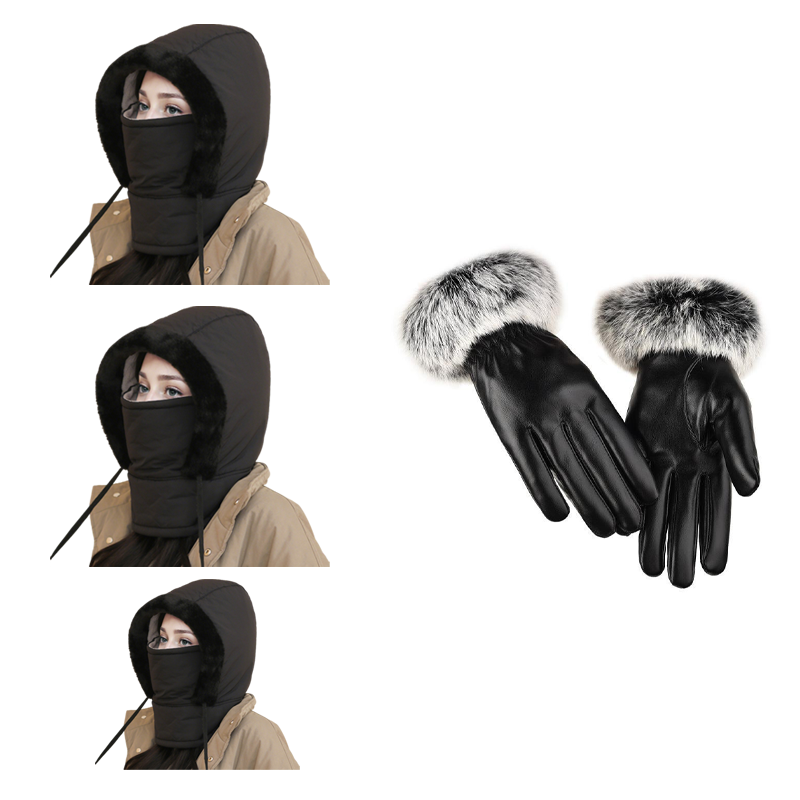 Pluche-voering Verdikte Thermische Muts met Gezichtsmasker voor Mannen en Vrouwen