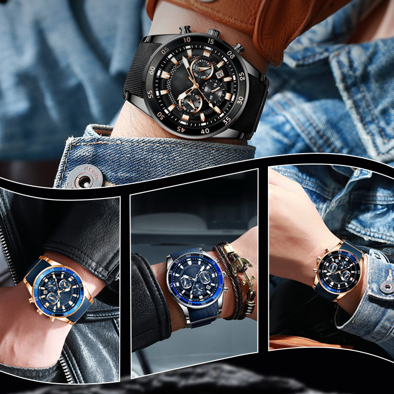 ⌚ 50% DE DESCONTO AGORA! ✨ Relógio de quartzo multifuncional à prova d'água masculino – Design cronógrafo, ponteiros luminosos e aço inoxidável 🌊