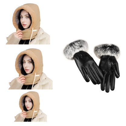 Pluche-voering Verdikte Thermische Muts met Gezichtsmasker voor Mannen en Vrouwen