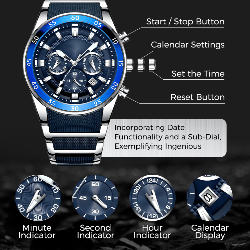 ⌚ 50% DE DESCONTO AGORA! ✨ Relógio de quartzo multifuncional à prova d'água masculino – Design cronógrafo, ponteiros luminosos e aço inoxidável 🌊