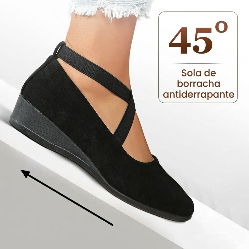 💃🔥Último dia da promoção com 50% de desconto🔥Sapatos elegantes com salto baixo e tira elástica, em cor única