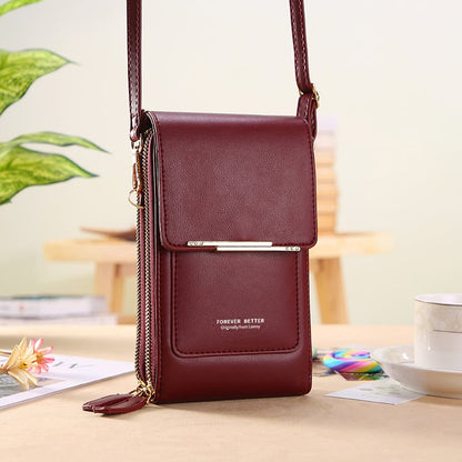👜 📱 Carteira feminina simples e elegante com ecrã tátil e alça transversal (📦 Compre 2 e ganhe envio gratuito)