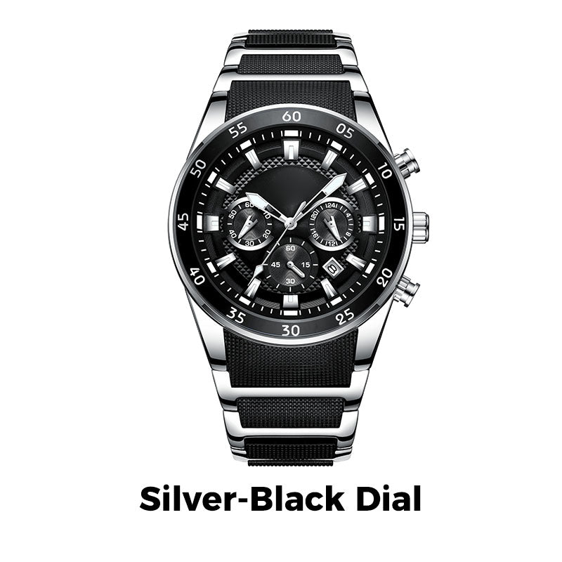⌚ 50% DE DESCONTO AGORA! ✨ Relógio de quartzo multifuncional à prova d'água masculino – Design cronógrafo, ponteiros luminosos e aço inoxidável 🌊