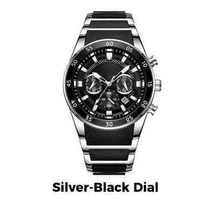 ⌚ 50% DE DESCONTO AGORA! ✨ Relógio de quartzo multifuncional à prova d'água masculino – Design cronógrafo, ponteiros luminosos e aço inoxidável 🌊