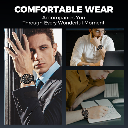 ⌚ 50% DE DESCONTO AGORA! ✨ Relógio de quartzo multifuncional à prova d'água masculino – Design cronógrafo, ponteiros luminosos e aço inoxidável 🌊