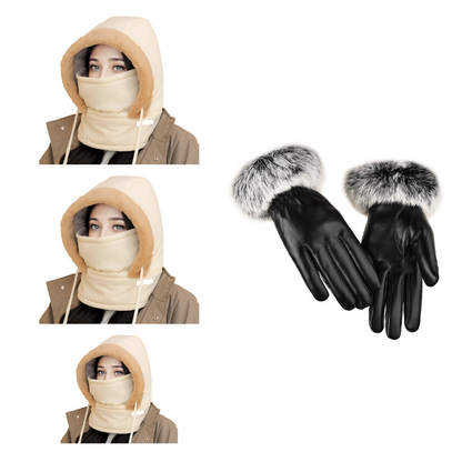 Pluche-voering Verdikte Thermische Muts met Gezichtsmasker voor Mannen en Vrouwen