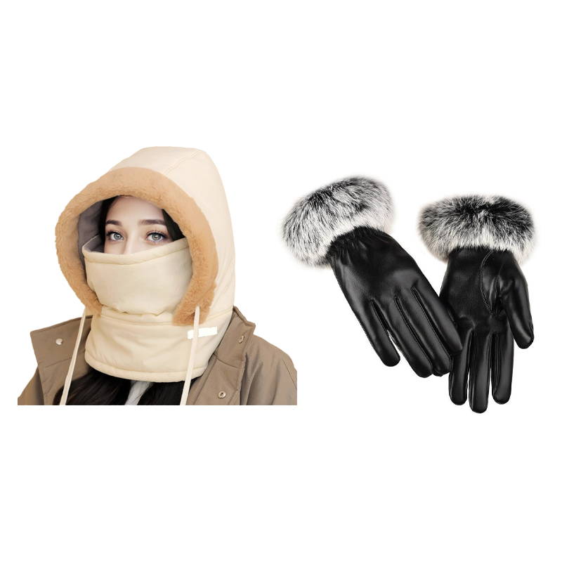 Pluche-voering Verdikte Thermische Muts met Gezichtsmasker voor Mannen en Vrouwen