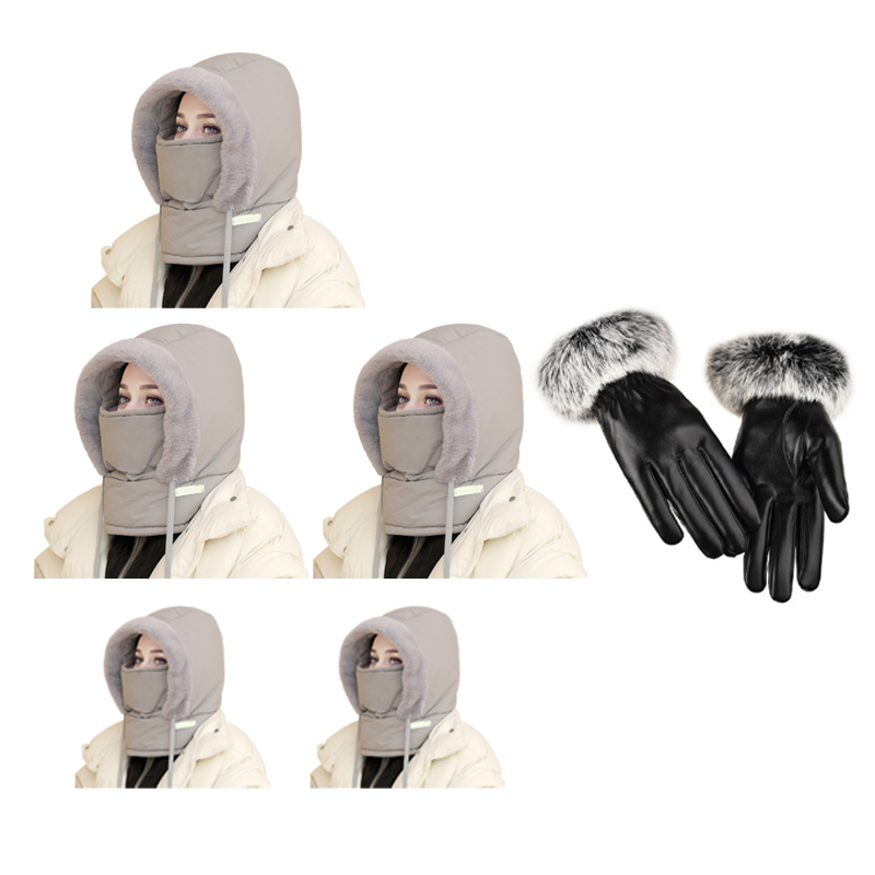 Pluche-voering Verdikte Thermische Muts met Gezichtsmasker voor Mannen en Vrouwen