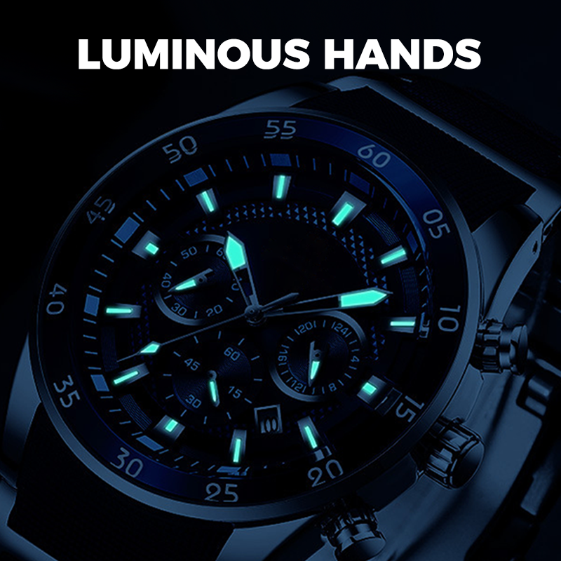 ⌚ 50% DE DESCONTO AGORA! ✨ Relógio de quartzo multifuncional à prova d'água masculino – Design cronógrafo, ponteiros luminosos e aço inoxidável 🌊
