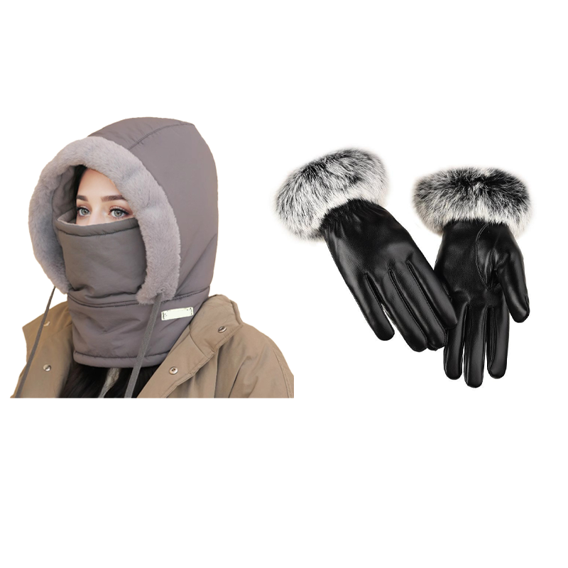Pluche-voering Verdikte Thermische Muts met Gezichtsmasker voor Mannen en Vrouwen
