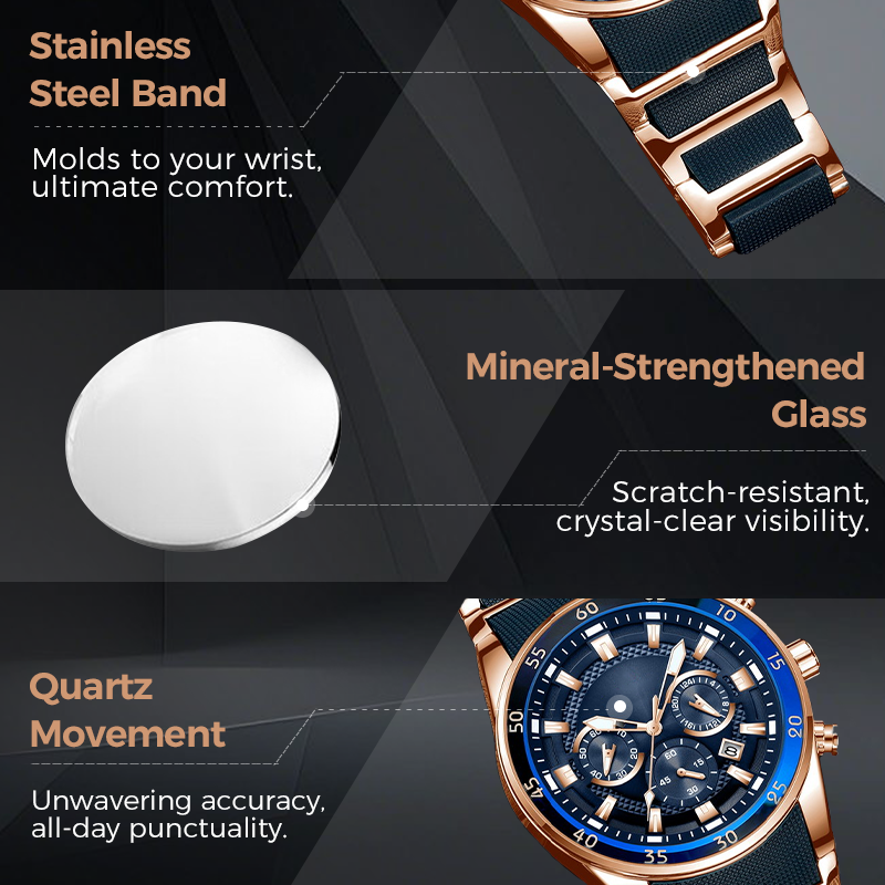 ⌚ 50% DE DESCONTO AGORA! ✨ Relógio de quartzo multifuncional à prova d'água masculino – Design cronógrafo, ponteiros luminosos e aço inoxidável 🌊