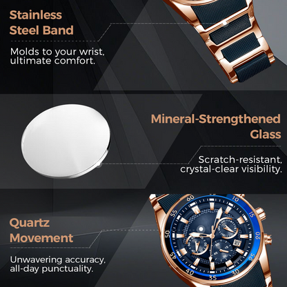 ⌚ 50% DE DESCONTO AGORA! ✨ Relógio de quartzo multifuncional à prova d'água masculino – Design cronógrafo, ponteiros luminosos e aço inoxidável 🌊
