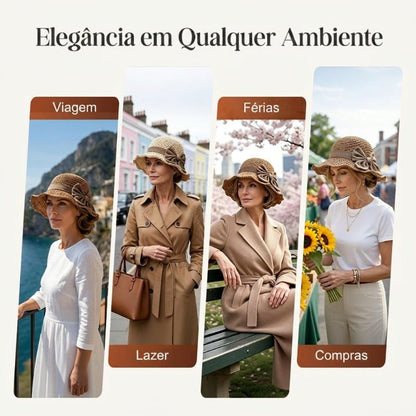 Chapéu de Palha com Laço Retro – Dobrável e Respirável para o Verão
