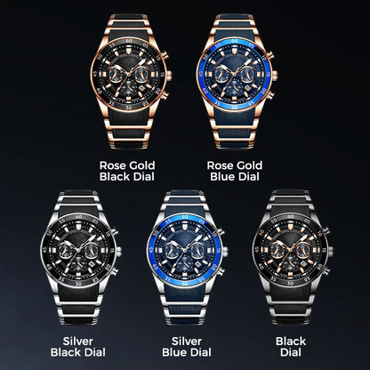 ⌚ 50% DE DESCONTO AGORA! ✨ Relógio de quartzo multifuncional à prova d'água masculino – Design cronógrafo, ponteiros luminosos e aço inoxidável 🌊