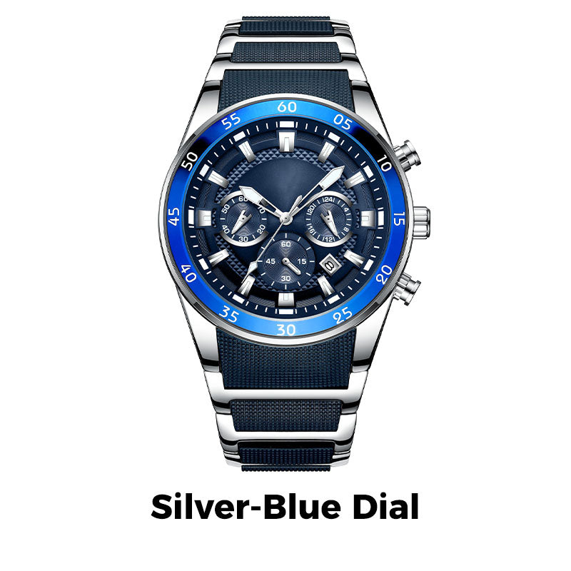 ⌚ 50% DE DESCONTO AGORA! ✨ Relógio de quartzo multifuncional à prova d'água masculino – Design cronógrafo, ponteiros luminosos e aço inoxidável 🌊