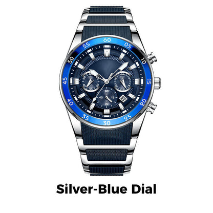 ⌚ 50% DE DESCONTO AGORA! ✨ Relógio de quartzo multifuncional à prova d'água masculino – Design cronógrafo, ponteiros luminosos e aço inoxidável 🌊