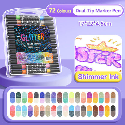 🎁Caneta Marcadora com Glitter de Ponta Dupla