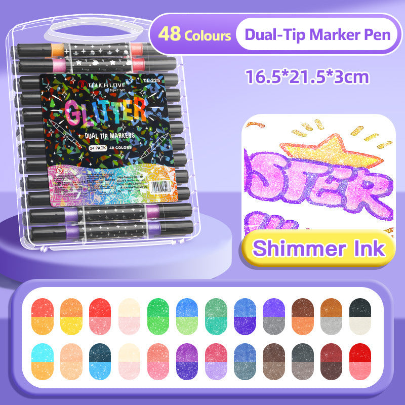 🎁Caneta Marcadora com Glitter de Ponta Dupla