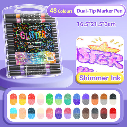 🎁Caneta Marcadora com Glitter de Ponta Dupla