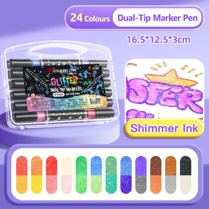 🎁Caneta Marcadora com Glitter de Ponta Dupla