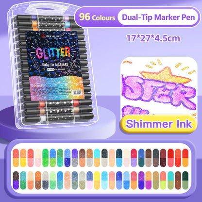 🎁Caneta Marcadora com Glitter de Ponta Dupla