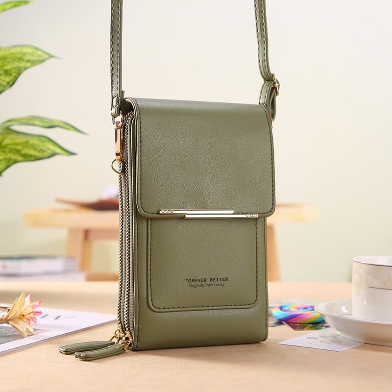 👜 📱 Carteira feminina simples e elegante com ecrã tátil e alça transversal (📦 Compre 2 e ganhe envio gratuito)