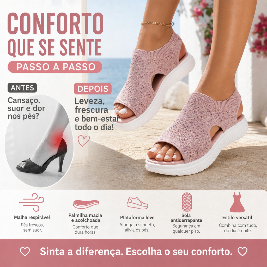 💖Sandálias plataforma femininas em malha respirável