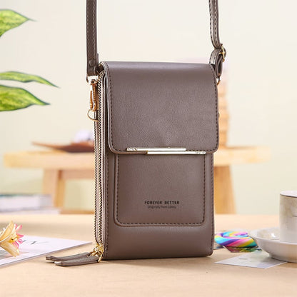 👜 📱 Carteira feminina simples e elegante com ecrã tátil e alça transversal (📦 Compre 2 e ganhe envio gratuito)