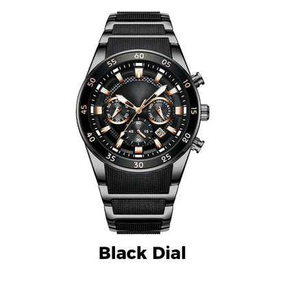 ⌚ 50% DE DESCONTO AGORA! ✨ Relógio de quartzo multifuncional à prova d'água masculino – Design cronógrafo, ponteiros luminosos e aço inoxidável 🌊