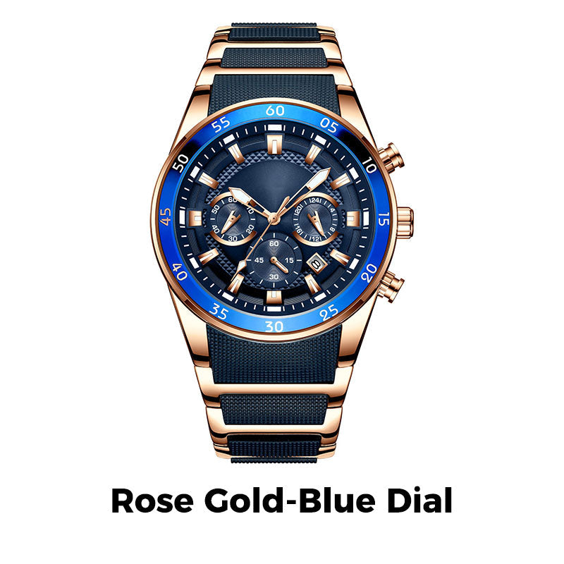 ⌚ 50% DE DESCONTO AGORA! ✨ Relógio de quartzo multifuncional à prova d'água masculino – Design cronógrafo, ponteiros luminosos e aço inoxidável 🌊