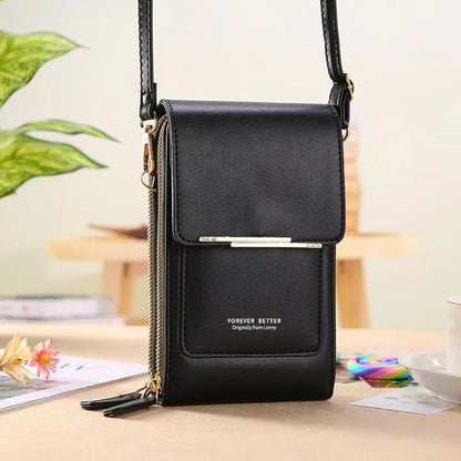 👜 📱 Carteira feminina simples e elegante com ecrã tátil e alça transversal (📦 Compre 2 e ganhe envio gratuito)