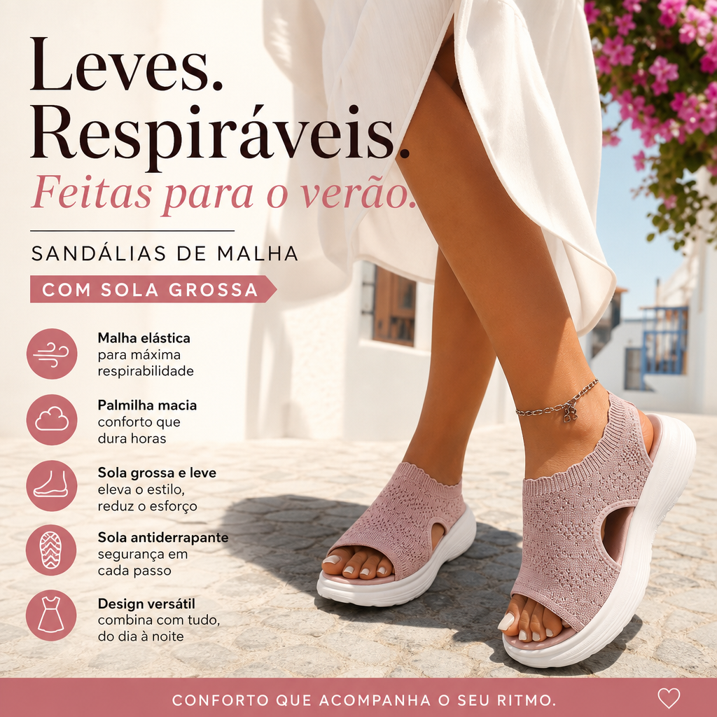💖Sandálias plataforma femininas em malha respirável