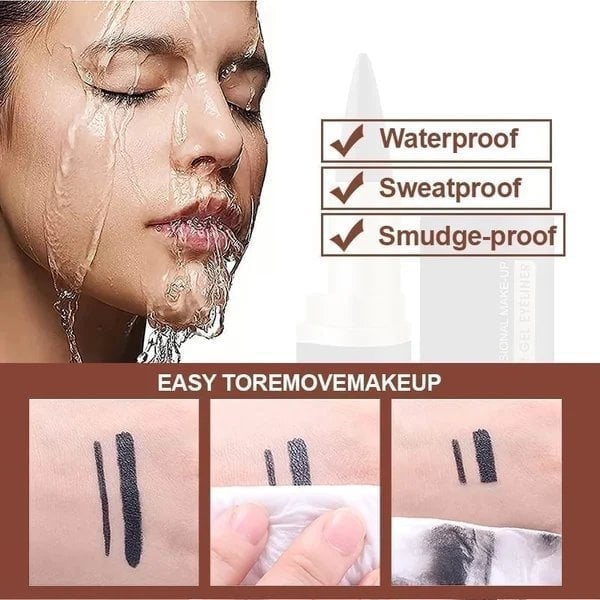 📢Compre 1 e ganhe 1 grátis⏰Conjunto de delineador em gel preto de 2 peças, delineador à prova d'água e à prova de manchas